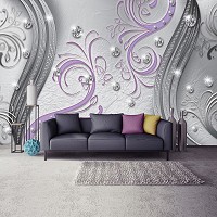 Флизелиновые фотообои абстракция 312x219 см Бриллианты и фиолетовые вензеля (2043VEXXL)+клей