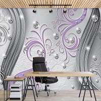 Флизелиновые фотообои абстрактные 416x254 см Бриллианты и фиолетовые вензеля (2043VEXXXL)+клей