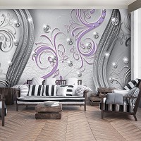 Флизелиновые фотообои абстракция в интерьере 254x184 см Бриллианты и фиолетовые вензеля (2043V4)+клей