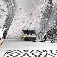 Флизелиновые фотообои абстракция в интерьере 254x184 см Бриллианты и светло розовые вензеля (2044V4)+клей