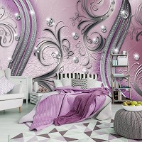 Флизелиновые фотообои абстракция в интерьере 254x184 см Роскошный декор с бриллиантами (2047V4)+клей