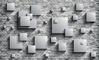 3d флизелиновые фотообои 520x318 см Серые квадраты на кирпичной стене (20531VEXXXXXL) +клей