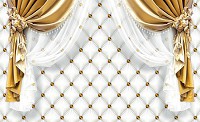 Флизелиновые фотообои 520x318 см Золотые шторы и белый стеганый узор (20545VEXXXXXL) +клей