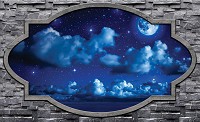 Флизелиновые 3д фотообои ночной пейзаж 520x318 см Звездное небо под луной (20565VEXXXXXL) +клей