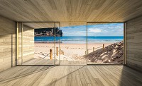 Флизелиновые фотообои 3д 368x280 см Вид из окна террасы на солнечный пляж (20754V10) +клей
