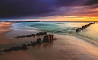 Флізелінові фотошпалери 3д 368x280 см Море Захід сонця Прибережний Пляж (20769V10) +клей