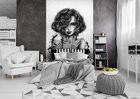 Флизелиновые фотообои 184x254 см Черно-белый женский портрет (20841V4A) +клей