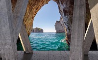 Флізелінові фотошпалери 3д море краєвид 368x280 см Вид на океан з печери (21001V10) +клей