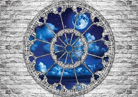 Флизелиновые фотообои 416x254 см Звездное небо в круглом окне (2100VEXXXL) +клей - вид 1 миниатюра