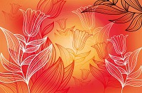 Спальня флизелиновые фотообои 368x254 см Тюльпаны на красно-желтом фоне (210V8)+клей