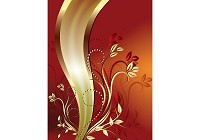 Флизелиновые фотообои красивые 184x254 см Золотой и красный цветочный узор (2136V4A)+клей - вид 1 миниатюра