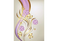 Флизелиновые фотообои 206x275 см Лиловые цветы на бежевом фоне (2137VEA)+клей