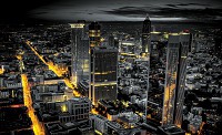 Флизелиновые 3д фотообои в гостиную с камином 416x254 см Вид на Город ночью (21420VEXXXL) +клей