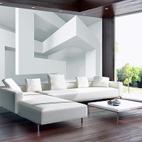 Флізелінові фотошпалери білі 312x219 см 3Д геометрія у просторі (2146VEXXL)+клей - вид 9 мініатюра