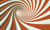 Готовые флизелиновые фотообои 416x254 см 3D Бело-оранжевый спиральный туннель (2149VEXXXL)+клей