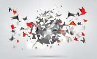 Абстракция флизелиновые фотообои на стену 254x184 см 3Д Оригами - птицы (2162V4)+клей