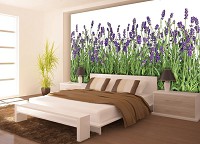 Флізелінові фотошпалери в інтер'єрі 416x254 см Квітуча лаванда на білому тлі (2174VEXXXL)+клей - вид 5 мініатюра