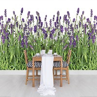 Флизелиновые фотообои в интерьере 416x254 см Цветущая лаванда на белом фоне (2174VEXXXL)+клей - вид 9 миниатюра