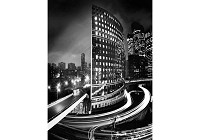 Флизелин - ремонт гостиной с фотообоями 206x275 см Черно-белый город Бостон (217VEA)+клей