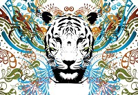 Флизелиновые фотообои в зал 368x254 см Черно-белая голова тигра (2186V8)+клей