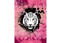Флизелиновые фотообои в зал 184x254 см Черно-белая голова тигра на розовом фоне (2187V4A)+клей - вид 1 миниатюра