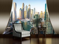 Готовые флизелиновые фотообои 368x254 см 3Д Панорама на Дубаи (2198V8)+клей