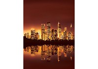 Флизелиновые фотообои города фото 206x275 см Отражение небоскребов на бордовом фоне (219VEA)+клей