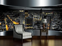 Готовые флизелиновые фотообои 254x184 см 3Д Вид на ночной город (2206V4)+клей