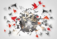 Флизелиновые фотообои 416x254 см 3Д Оригами - птицы (2211VEXXXL)+клей