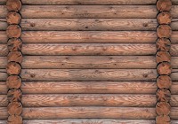 Флизелиновые фотообои имитация дерева 312x219 см Коричневые бревна (2214VEXXL)+клей