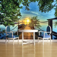 Флизелиновые фотообои 368x254 см 3д Восход солнца над деревянным пирсом (2223V8)+клей