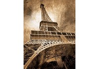 Флизелин - дизайн маленькой гостиной с 3д фотообоями в сепии 184x254 см Эйфелева Башня в Городе Париж (222V4A)+клей