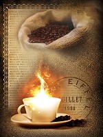 Флизелиновые фотообои сепия 206x275 см Пылающий кофе и свежие зерна (2243VEA)+клей
