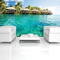 3d флизелиновые фотообои в спальню 254x184 см Бунгало на берегу моря (224V4)+клей