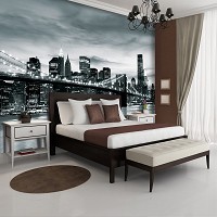 Флізелінові фотошпалери міста фото 254x184 см Чорно-білий Нью-Йорк та Бруклінський міст (226V4)+клей - вид 8 мініатюра