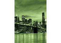 Флизелиновые фотообои город 206x275 см Зеленый Нью-Йорк и Бруклинский мост (227VEA)+клей