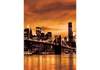 Флизелиновые фотообои город на стену 206x275 см Оранжевый Нью-Йорк и Бруклинский мост (228VEA)+клей