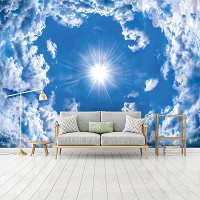 Красивая природа флизелиновые фотообои на потолок 312x219 см Небо - облака и солнце (2305VEXXL)+клей