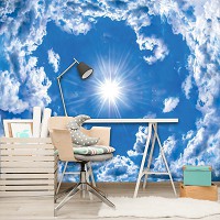 Флизелиновые фотообои на потолок пейзаж 416x254 см Небо - облака и солнце (2305VEXXXL)+клей