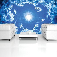 Флизелиновые фотообои в спальню над кроватью 254x184 см Солнце и облака (2306V4)+клей