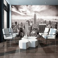 Флизелиновые фотообои 312x219 см Черно-белый город Нью-Йорк и небо (2318VEXXL)+клей
