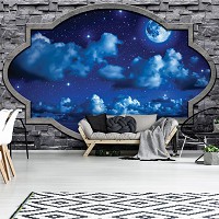 Флизелиновые фотообои красивые 416x254 см Ночное небо за каменной стеной (2338VEXXXL)+клей