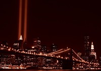 Город флизелиновые фотообои 416x254 см Нью-Йорк Бруклинский Мост в красных огнях (233VEXXXL)+клей