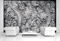 Флизелиновые фотообои фото 368x254 см Цветы на черно-белой стене (2341V8)+клей