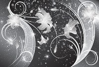 Флизелиновые фотообои узоры 254x184 см Черно-белые цветы на стене (2343V4)+клей