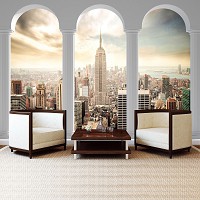 Флізелінові фотошпалери 312x219 см 3Д Місто Нью-Йорк за трьома арками (2344VEXXL)+клей - вид 8 мініатюра
