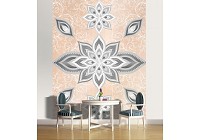 Флизелиновые фотообои в спальню 184x254 см Абстрактные цветы на бежевом фоне (2382V4A)+клей