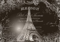 Флизелиновые фотообои Париж 254x184 см Винтажная Эйфелева башня на черном фоне (2427V4)+клей