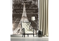 Темный город флизелиновые фотообои 184x254 см Винтажная Эйфелева башня на черном фоне (2427V4A)+клей