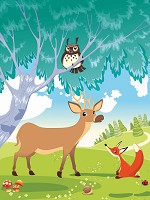 Флизелиновые фотообои для маленьких мальчиков и девочек 184x254 см Лесные животные для детей (2428V4A)+клей